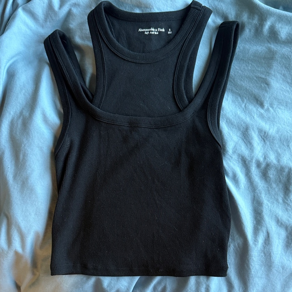 Abercrombie & Fitch Black Ribbed Double-Strap Tank